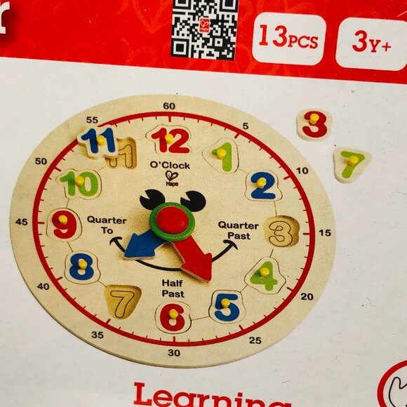 New Sealed Hape Wooden Colorful Happy Learning Clock Knob Puzzle Age 3+ - Picture 13 of 15